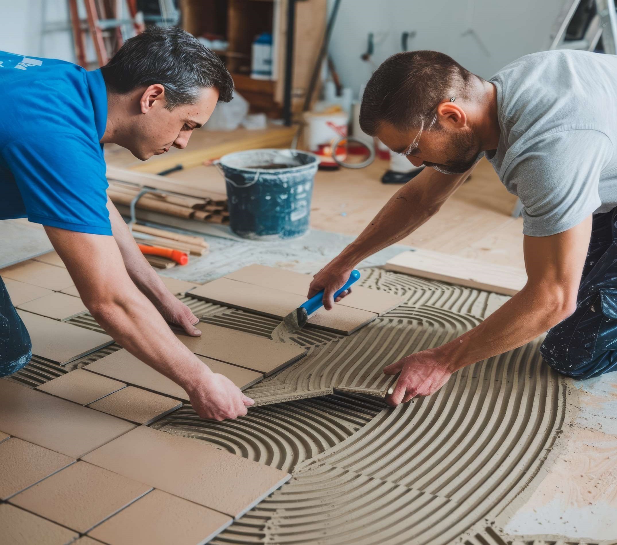Construction-grade tile adhesives